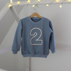 Número de sudadera / cumpleaños del suéter / primer cumpleaños / segundo cumpleaños / tercer cumpleaños / personalizado / número de suéter / cordón imagen 2