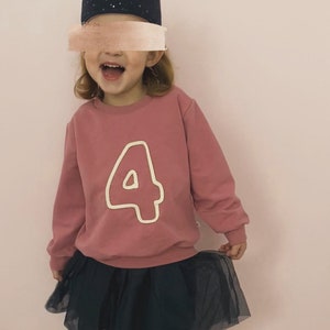 Sweatshirt number / sweater birthday / first birthday / second birthday / third birthday / personalized / sweater number / cord image 1