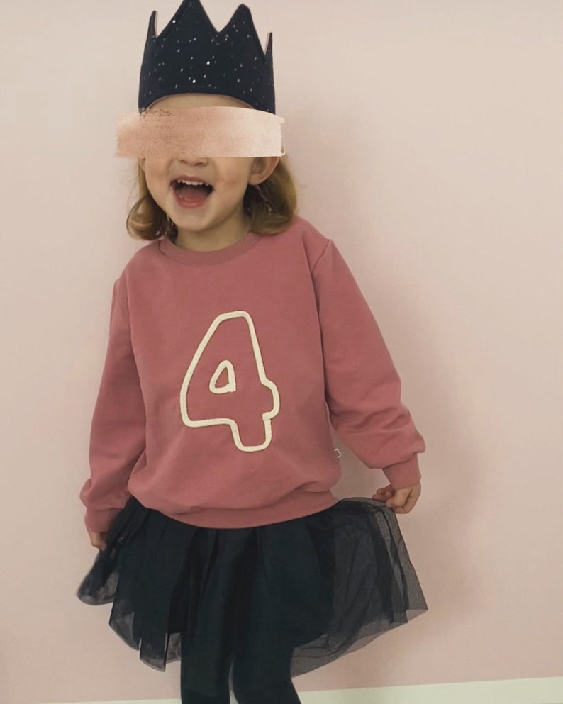 Sweatshirt number / sweater birthday / first birthday / second birthday / third birthday / personalized / sweater number / cord image 1