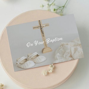 Cartes de voeux de baptême catholique à téléchargement numérique pour baptême de petite fille