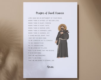 St. Francis Prayer Printable: Catholic Art, Holy Card (PDF)