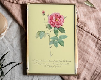 St. Therese Quote Floral Art Print: Catholic Wall Decor (Digital Download)