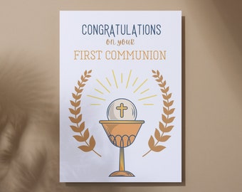 First Communion card printable | Catholic First Communion gifts | First Holy Communion card for boy or girl | Instant digital download
