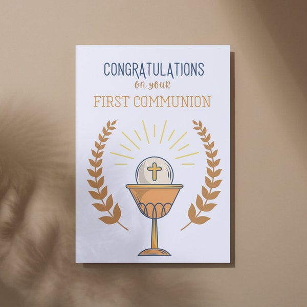 First Communion card printable | Catholic First Communion gifts | First Holy Communion card for boy or girl | Instant digital download