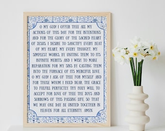 St. Therese Catholic Morning Offering -  Printable Prayer Card - Catholic Wall Art - Digital Download