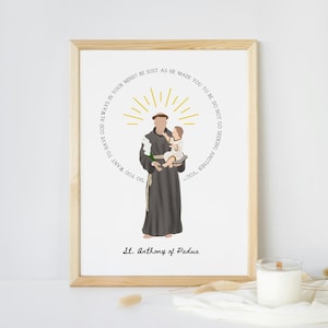 Art mural de citation de saint catholique saint Antoine de Padoue, « Voulez-vous toujours avoir Dieu avec vous ? Cadeau de confirmation pour lui, cadeaux de baptême garçon