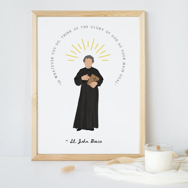 St. John Bosco art | Saint Don Bosco wall art | Printable Catholic saint quotes | Catholic wall art | Catholic saint art digital download