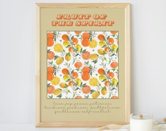 Galatians 5:22 Fruit of the Spirit Printable Wall Art, Christian Bible Verse Print, Joy Peace Love Charity Décor, Fruits of the Spirit art