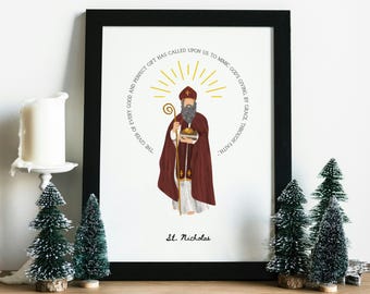 St. Nikolaus druckbare Zitat - Digitaler Download katholische Kunst