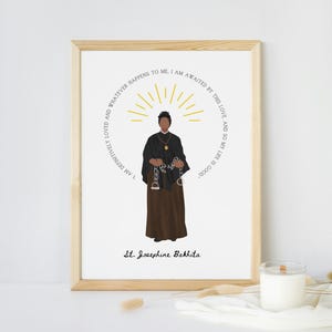 Art mural de citation de sainte catholique Sainte Joséphine Bakhita, impression d'art « Je suis définitivement aimée », cadeaux de confirmation pour elle, cadeau de baptême bébé fille