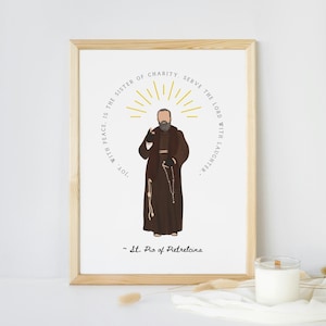 Impresión del Padre Pío, cita de Pío de Pietrelcina, arte mural católico, regalo imprimible de último momento para la confirmación, regalos religiosos para mamás, citas de santos