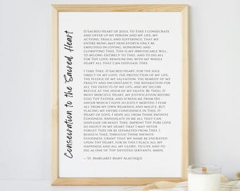Sacred Heart Consecration Prayer: Catholic Art Print, St. Margaret Quote (PDF Download 8x10 inches)