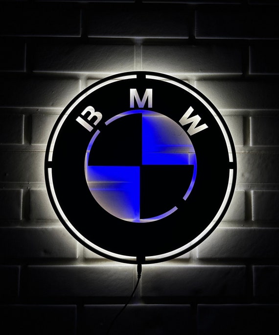 BMW Led Sign, BMW Led Light, BMW Logo, Car Logo, Wood Wall Decor