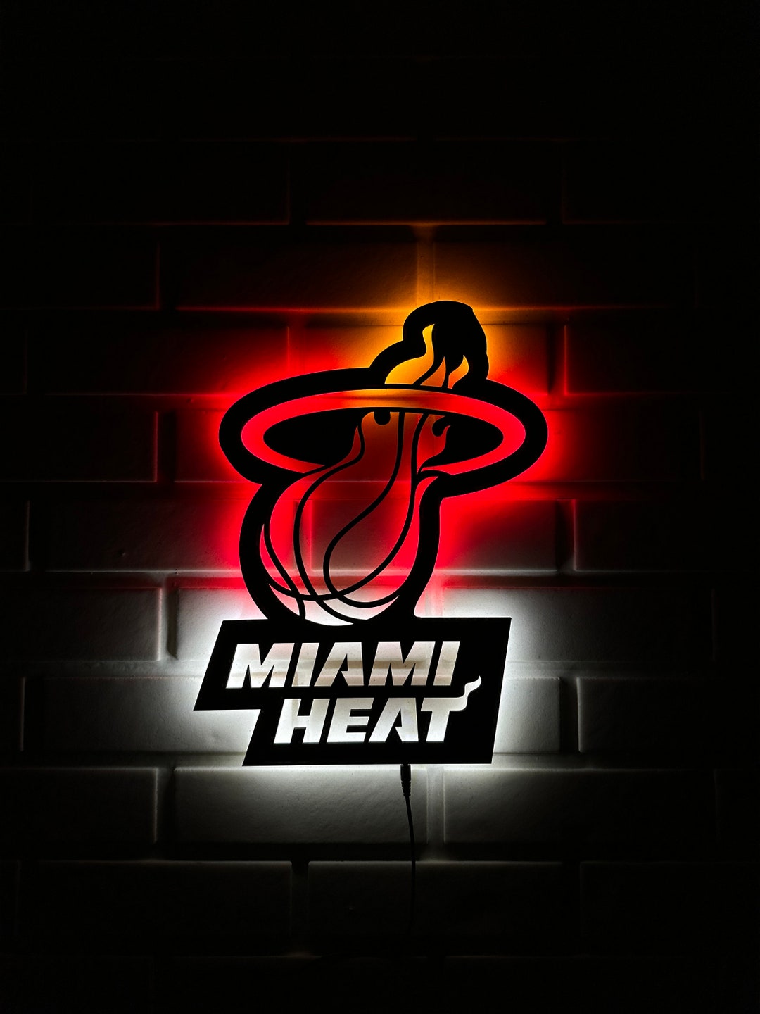 Miami Heat Led Sign Mimai Heat Wall Art Miami Heat Led Etsy
