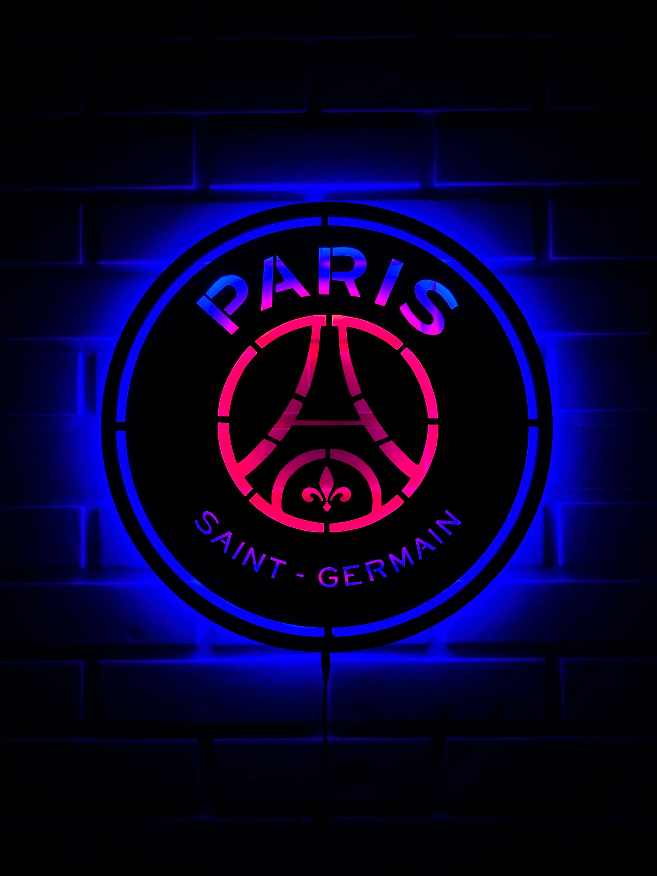 PSG Wall Art , PSG Led Light, Wood Wall Decor, Handmade Led Sign Etsy