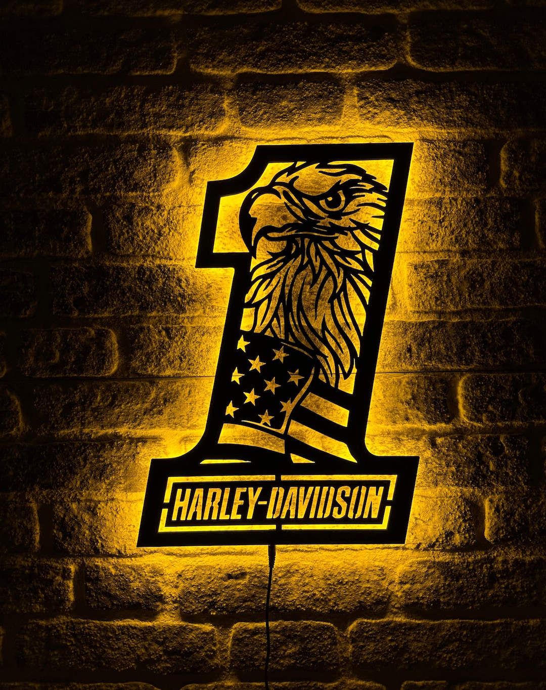 Harley Davidson Led Sign Harley Davidson Wall Art Harley Etsy