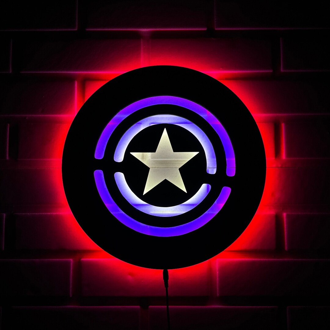 Captain America Led Sign, Captain America Wall Art, Captain America