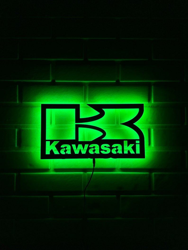 Kawasaki Led Sign, Kawasaki Wall Art, Kawasaki Led Light, Kawasaki Wall