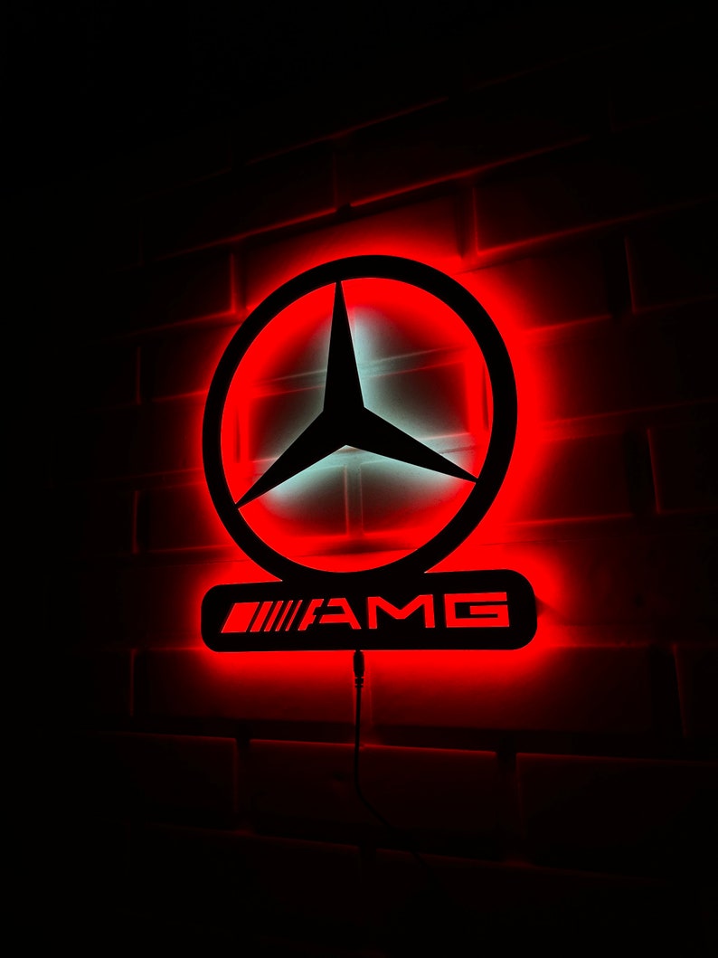 Mercedes Led Sign, Mercedes Amg Wall Art, Mercedes Led Light, Mercedes