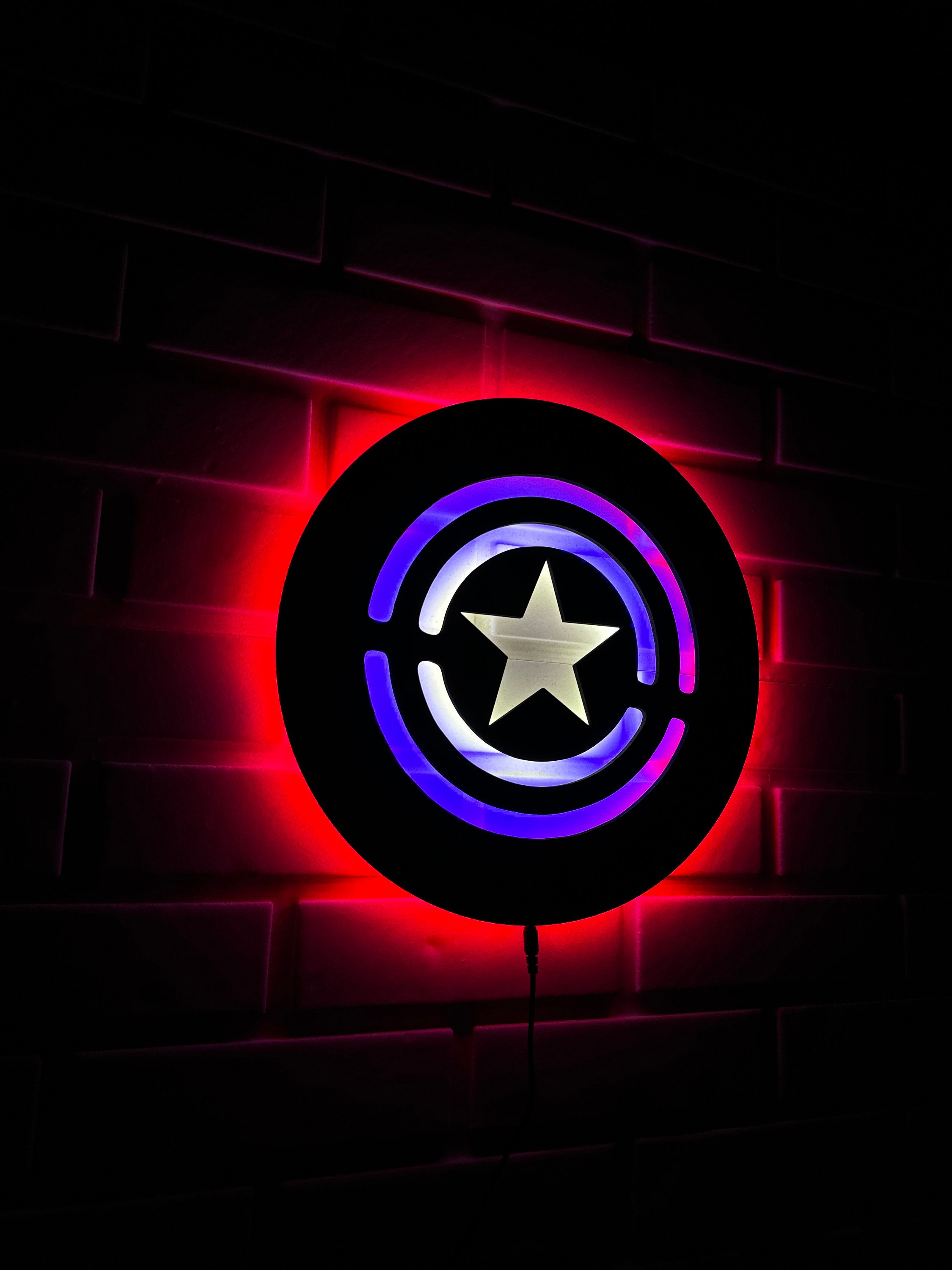 Captain America Led Sign, Captain America Wall Art, Captain America Shield Led Light, Captain