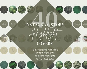 40 Green Instagram Story Highlight Covers Canva Template | Highlight Covers to Elevate Your Social Media | Green Instagram Template