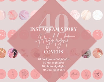 40 Pink Instagram Story Highlight Covers Canva Template | Highlight Covers to Elevate Your Social Media | Pink Glam Instagram Template