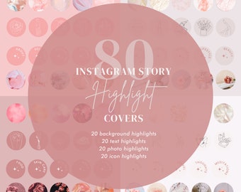80 Pink Instagram Story Highlight Covers Canva Template | Highlight Covers to Elevate Your Social Media | Pink Aesthetic Instagram Template