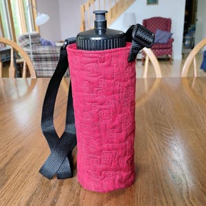 Red Water Bottle Carrier with Adjustable Strap