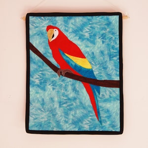 Parrot Animal Applique Quilted Wall Hanging