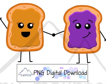 ピーナッツバターとジャム PNG デジタルファイル グレープ ストロベリー PB&J 昇華 DTF