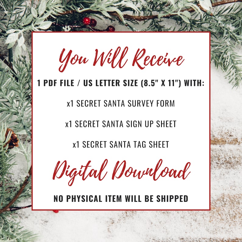 Christmas Gift Exchange, Secret Santa Survey Questionnaire for