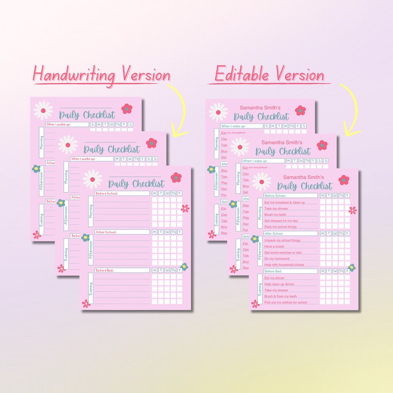 Kids Chore Chart, Editable Personalized Checklist, Chore Chart, Kids ...