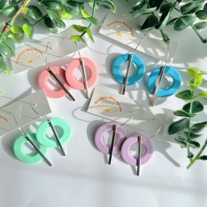 Pastel Hoop Earrings /Polymer Clay Earrings/Minimalist Earrings/Spring Earrings