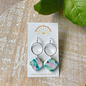 Multicolor Earrings /Polymer Clay Earrings/Statement Earrings/Dangle Earrings