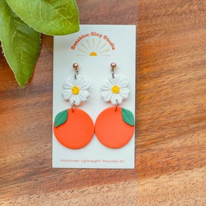 Orange Earrings/Polymer Clay Earrings/Flower Earrings