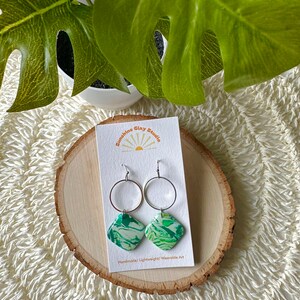 Green Earrings /Polymer Clay Earrings/Statement Earrings/Dangle Earrings