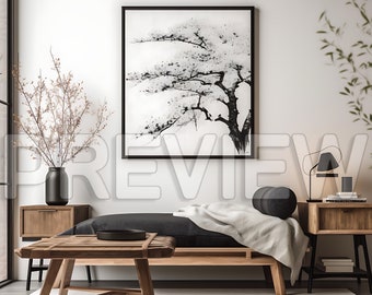 10 Japandi Rahmen MockUp / Japandi Stil Schwarz und Weiß Mockup / Rahmen Mockup Bundle / Foto auf Lager / Bundle Verkauf / Template Rahmen Art / PSD