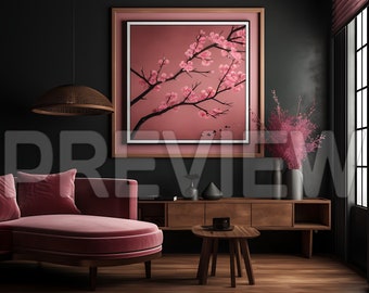 Japandi Bilderrahmen Mockup Bundle: Pink Style, Digital Art (PSD)