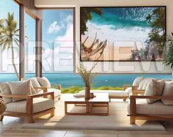 Strandhaus Rahmen Mockup Bundle: Küsten Kunst Display (PSD)