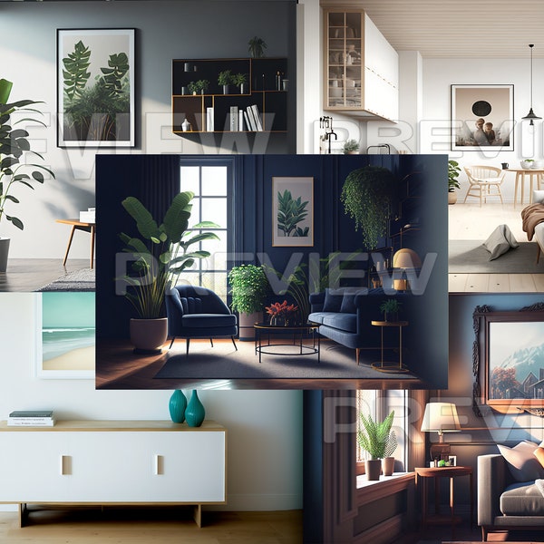 50+ Living Room Frame Mock Up Bundle / Frame Mock up Bundle / Photograph Styled Stock Photo / Template Frame Art /Digital Download /PSD