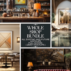 Whole Shop Mega Bundle, Mockup Frame Template Bundle, Frame Mockups, Mug Mockups, T-Shirt Mockups, Digital Device Mockups, PSD Smart Object