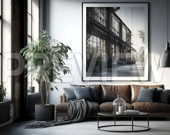 10 Industrial Style Living Room Frame Mock Ups / Modern Mock Up / Frame Mock up Bundle / Interior Stock Photo / Template Frame Art /PSD