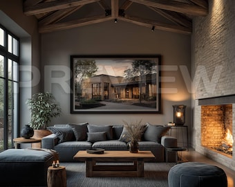 14 Modern Mountain Farmhouse Living Room Frame Mockup Bundle / Horizontal / Stylish Stock Photo / PSD