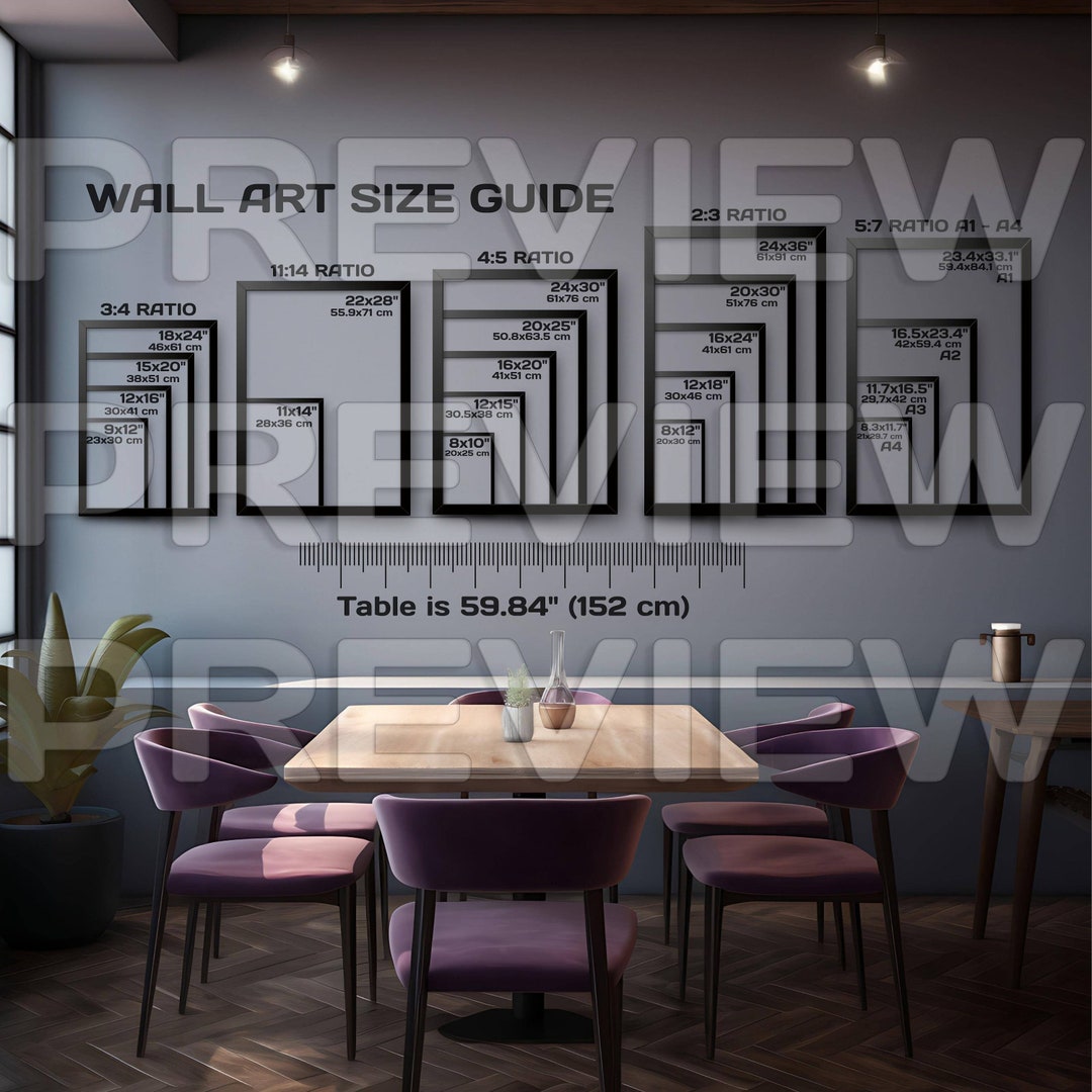 Wall Art Size Guide, Frame Size Guide, Comparison Chart, Poster Size
