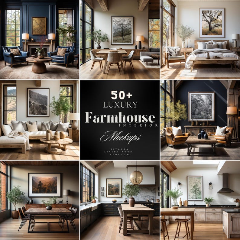 50 Luxury Farmhouse Frame Mockup Bundle / Farmhouse Style Wall Art ...