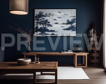 10 Japandi Rahmen MockUp / Japandi Stil Blau Mockup / Rahmen Mockup Bundle / Foto / Digital Art Mockups / Template Rahmen Art / PSD