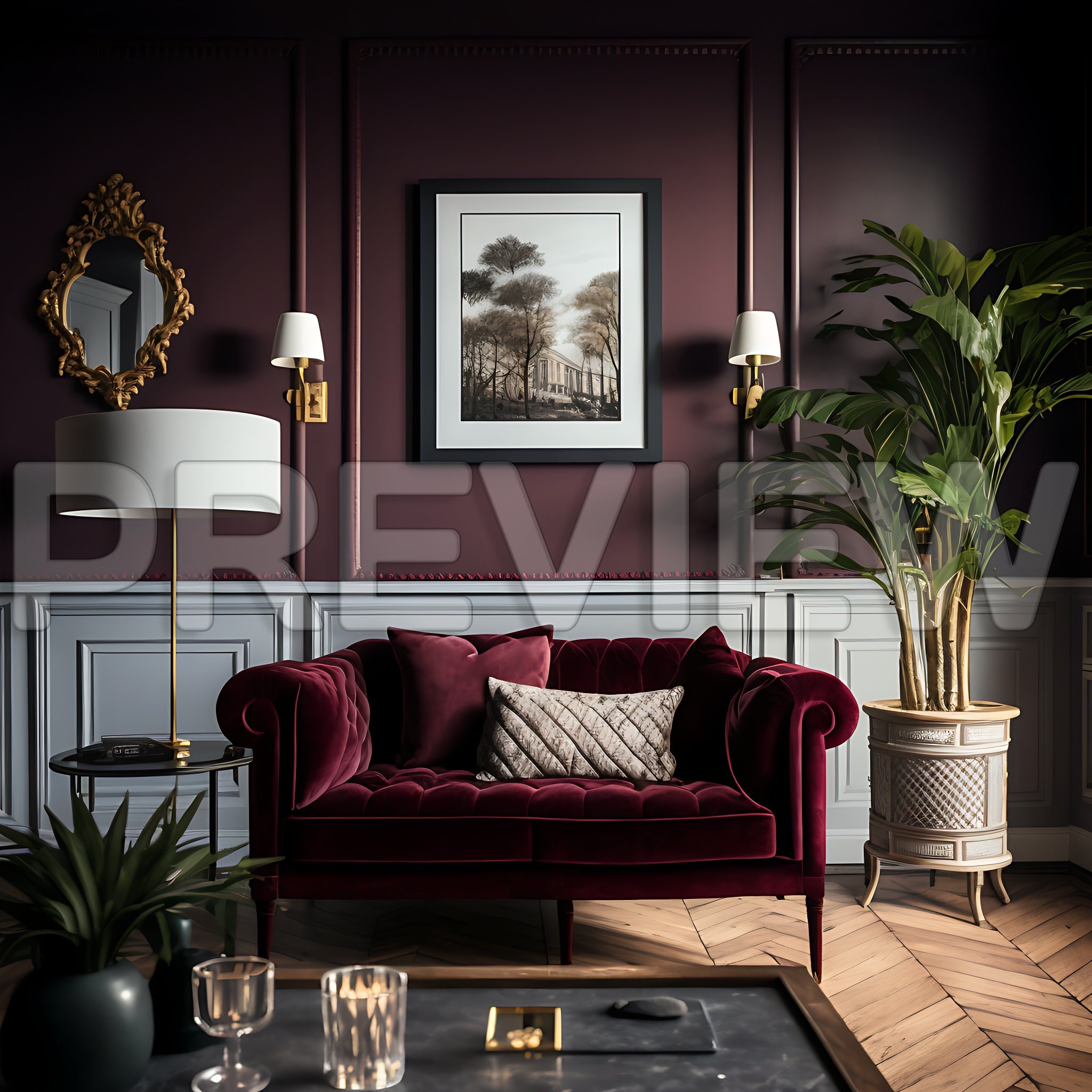 10 French Style Burgundy Interior Design Frame Mockups / Fench - Etsy UK