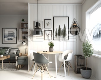 10 Cozy Scandinavian Style Interior Frame Mock Ups / Scandinavian Cozy Living Room Mock Up / Frame Mock up Bundle / Photograph Stock Photo /