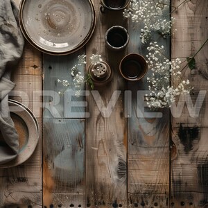 25 X Rustic Table Flat Lay Mockup Bundle Add Your Products | Digital ...