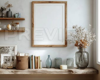 10 Scandinavian Farmhouse style interior Frame Mockups, Minimalist mockup, Neutral Colors, PSD